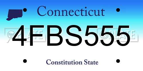 4FBS555 Connecticut License Plate