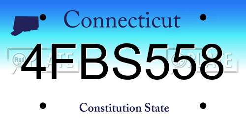 4FBS558 Connecticut License Plate