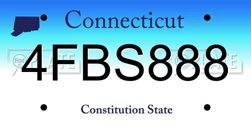 4FBS888 Connecticut License Plate