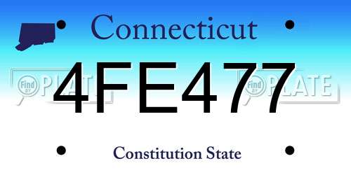 4FE477 Connecticut License Plate