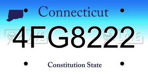 4FG8222 Connecticut License Plate