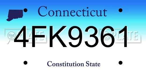 4FK9361 Connecticut License Plate