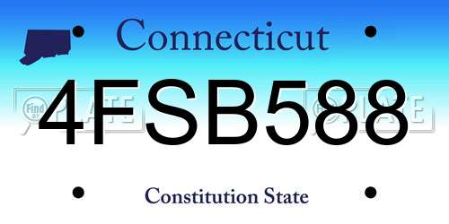 4FSB588 Connecticut License Plate