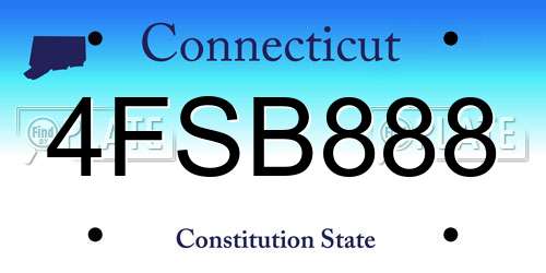 4FSB888 Connecticut License Plate