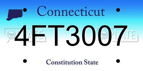 4FT3007 Connecticut License Plate