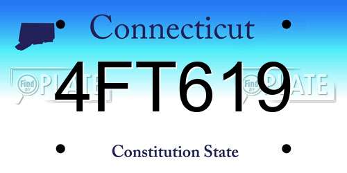 4FT619 Connecticut License Plate