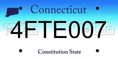 4FTE007 Connecticut License Plate