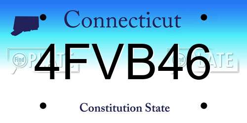 4FVB46 Connecticut License Plate
