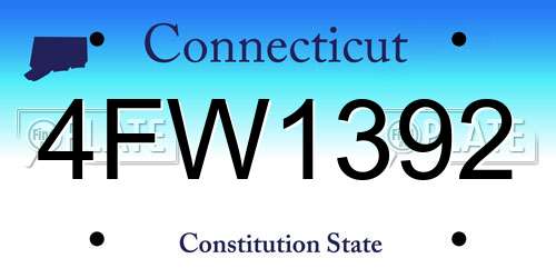 4FW1392 Connecticut License Plate