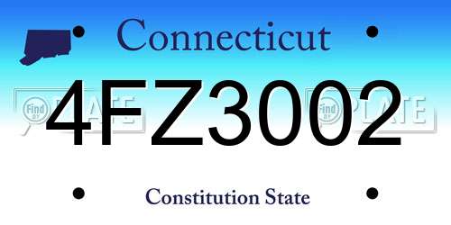 4FZ3002 Connecticut License Plate