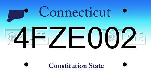 4FZE002 Connecticut License Plate