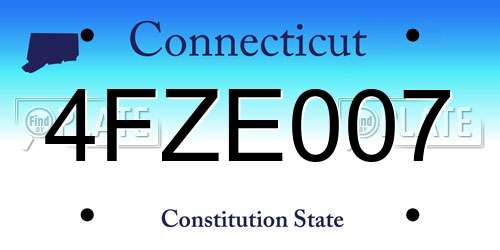 4FZE007 Connecticut License Plate
