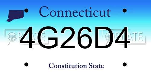 4G26D4 Connecticut License Plate