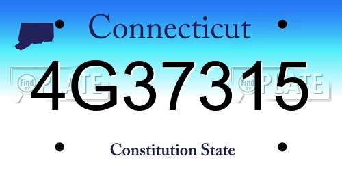 4G37315 Connecticut License Plate