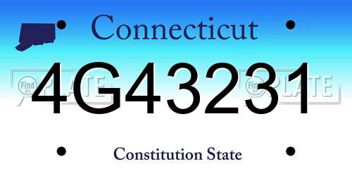 4G43231 Connecticut License Plate