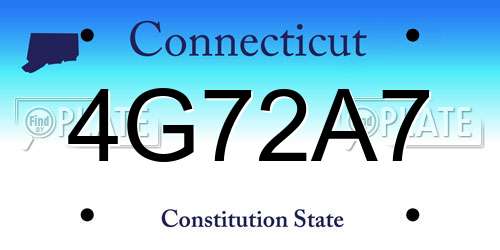 4G72A7 Connecticut License Plate