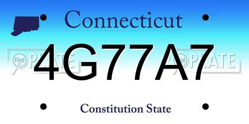 4G77A7 Connecticut License Plate