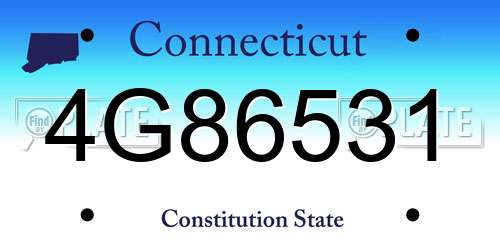 4G86531 Connecticut License Plate