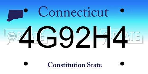 4G92H4 Connecticut License Plate
