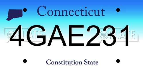 4GAE231 Connecticut License Plate