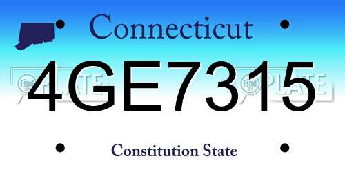 4GE7315 Connecticut License Plate