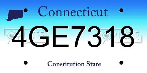 4GE7318 Connecticut License Plate