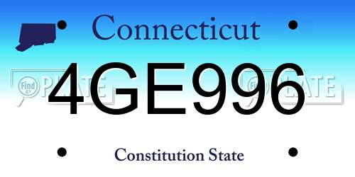 4GE996 Connecticut License Plate