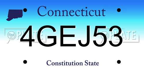 4GEJ53 Connecticut License Plate