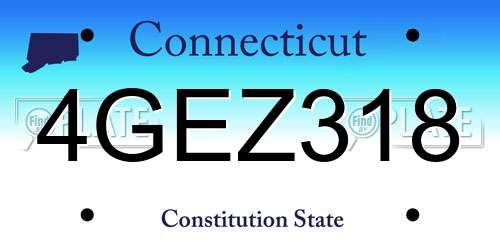 4GEZ318 Connecticut License Plate
