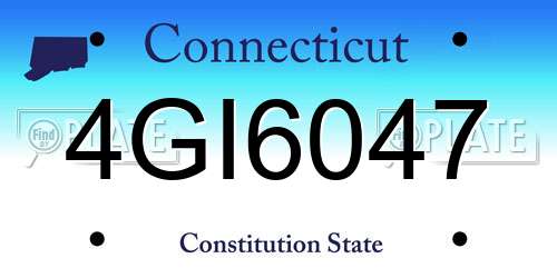 4GI6047 Connecticut License Plate