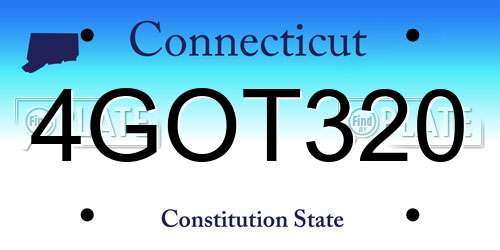 4GOT320 Connecticut License Plate