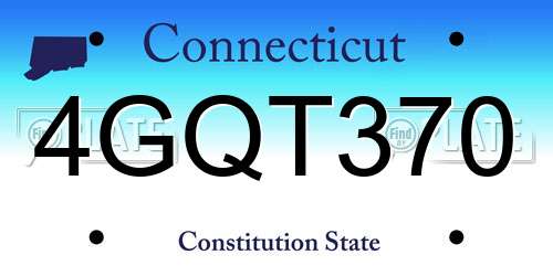 4GQT370 Connecticut License Plate