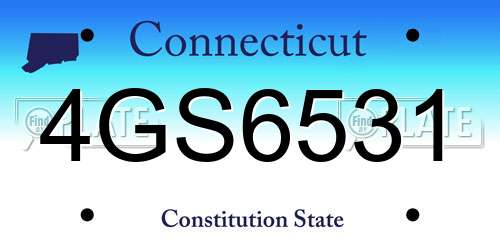 4GS6531 Connecticut License Plate