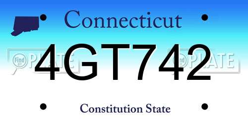 4GT742 Connecticut License Plate