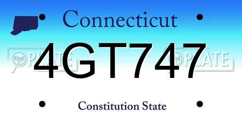 4GT747 Connecticut License Plate