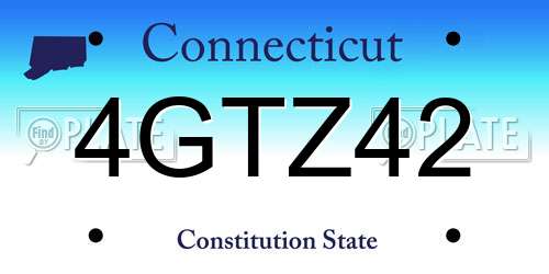 4GTZ42 Connecticut License Plate