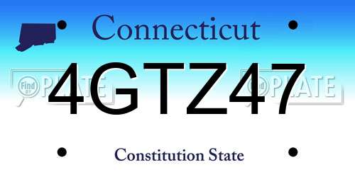 4GTZ47 Connecticut License Plate