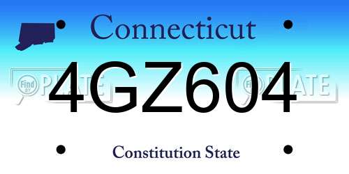 4GZ604 Connecticut License Plate