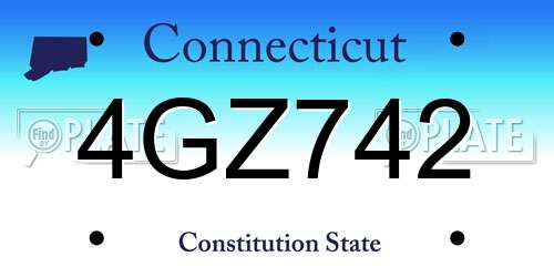 4GZ742 Connecticut License Plate