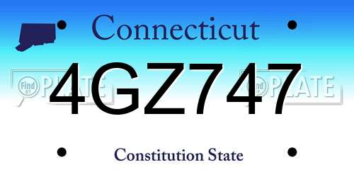 4GZ747 Connecticut License Plate