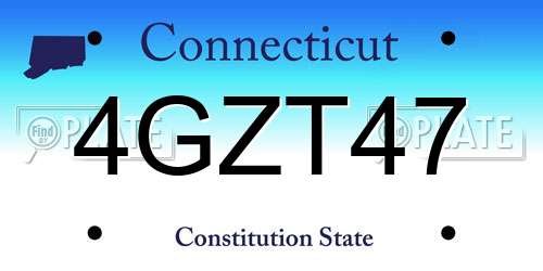 4GZT47 Connecticut License Plate
