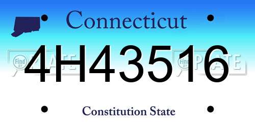 4H43516 Connecticut License Plate