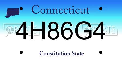 4H86G4 Connecticut License Plate