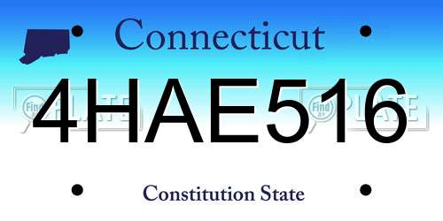 4HAE516 Connecticut License Plate