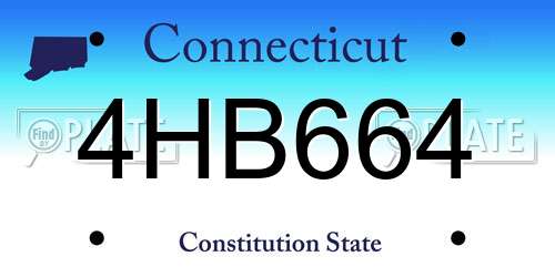 4HB664 Connecticut License Plate