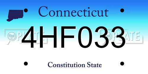 4HF033 Connecticut License Plate