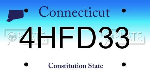 4HFD33 Connecticut License Plate