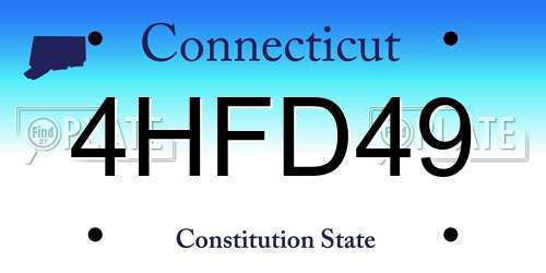 4HFD49 Connecticut License Plate