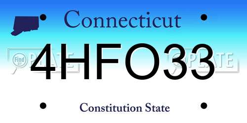 4HFO33 Connecticut License Plate