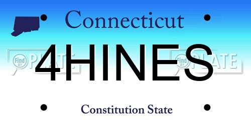 4HINES Connecticut License Plate